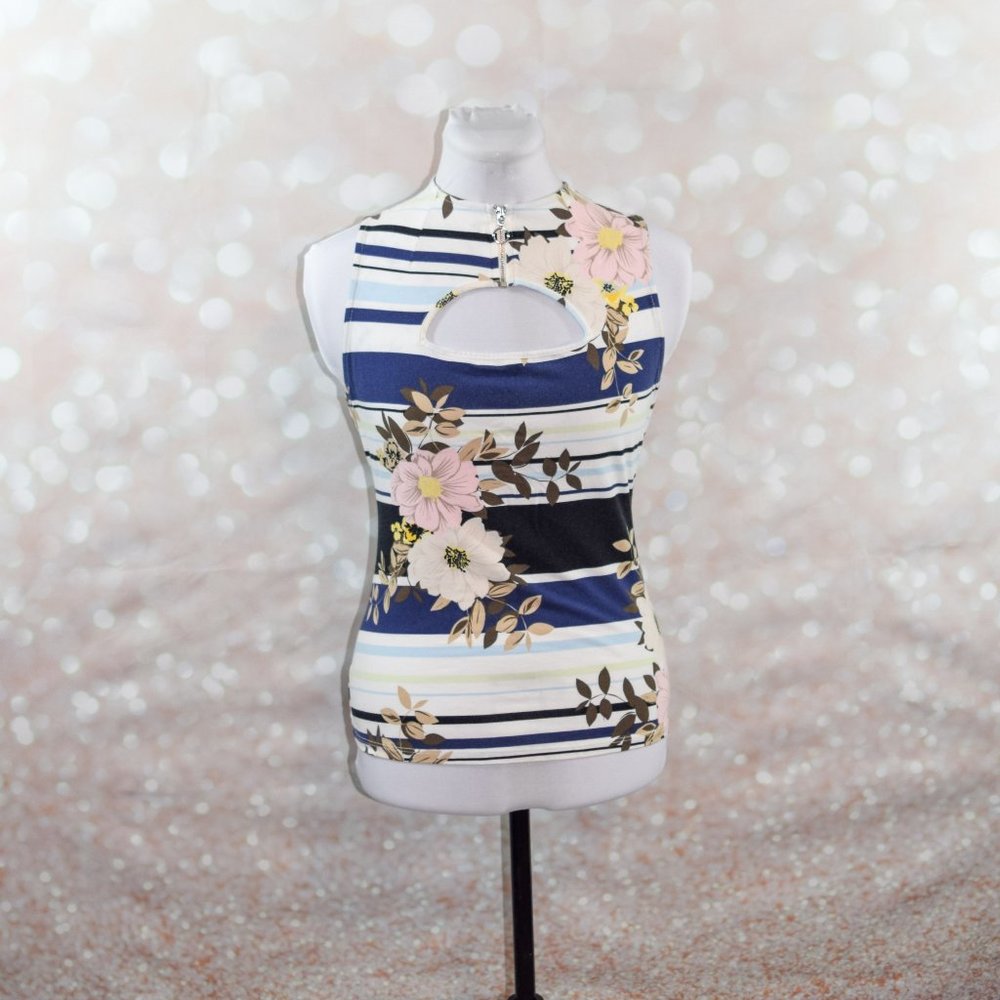 Keyhole Floral Top - Zipper Detail